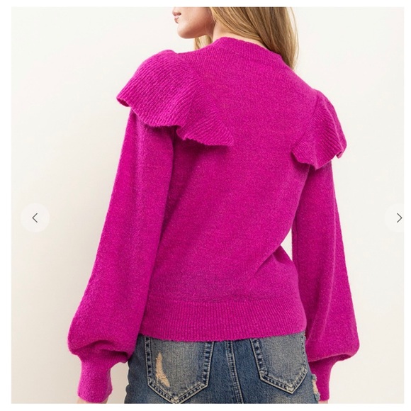 35 Fabulous Soft Knit Ruffle Sweater Top - Picture 3 of 5